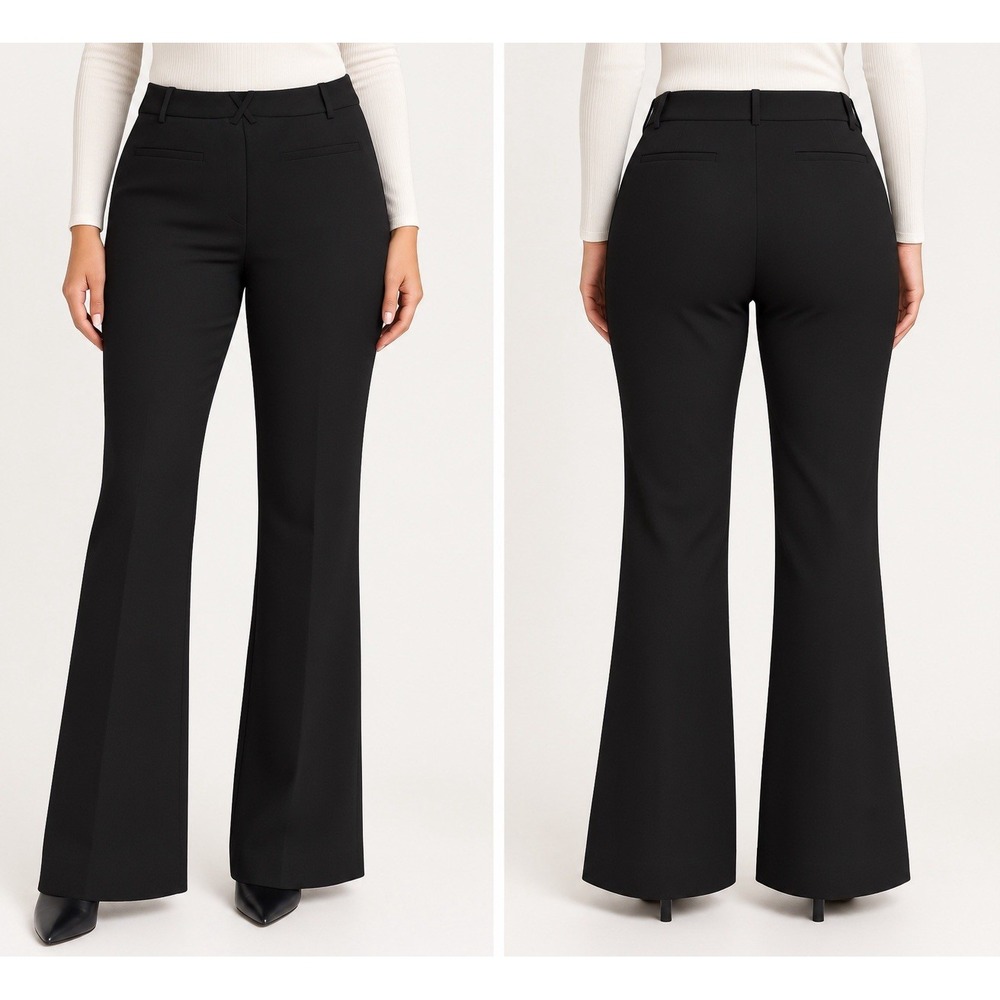 Rachel Zoe Black Pull On Flare Pants Size 14 Stretch High Rise Dress Career